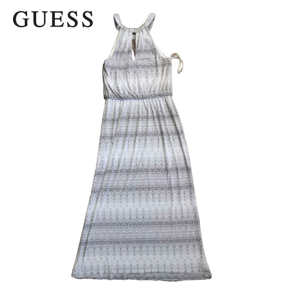 Women's Guess Halter Animal Print Maxi Dress | Color: Black/white | Size: 8